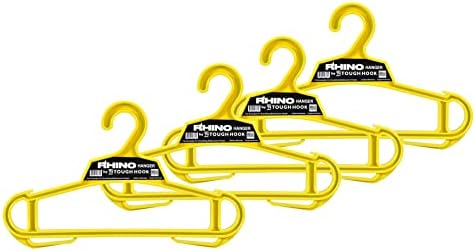 Rhino Tough Hook Heavy Duty Clothes Hangers, USA-Made, Body Armor, 4 Yellow