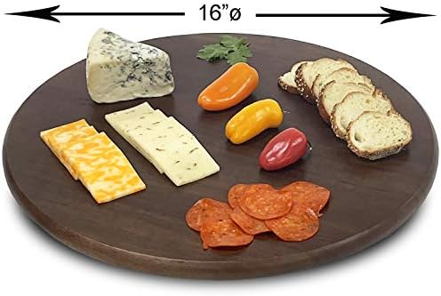 Woodard & Charles Round Wood Lazy Susan Turntable, 16", Walnut Stain 6 Pack