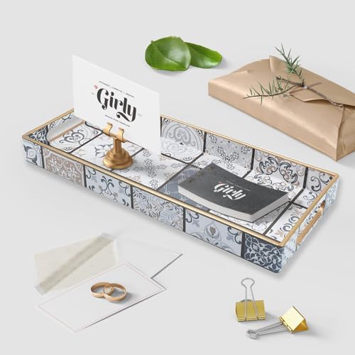 Bathroom Vanity Tray for Countertop, Small Plastic Toilet Tank Tray Versatile Storage & Organization Tray for Makeup, Pe