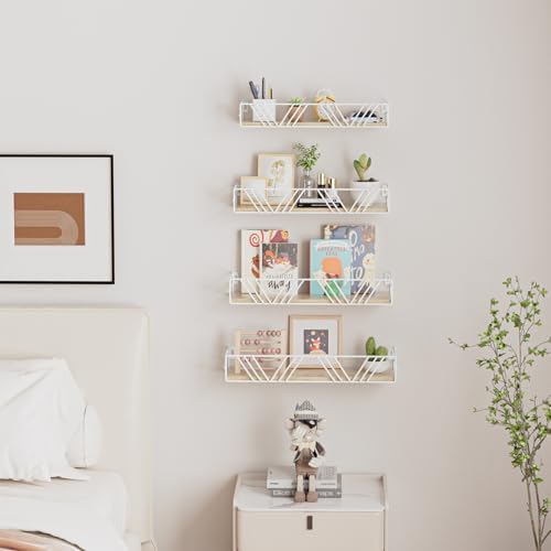 Amaoot Floating Shelves for Wall Set of 4, Wall Shelf Wood Floating Shelf