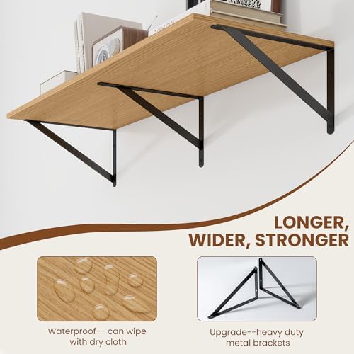 Heimlove 36W x 12D Deep Floating Shelves Set of 2 Oak