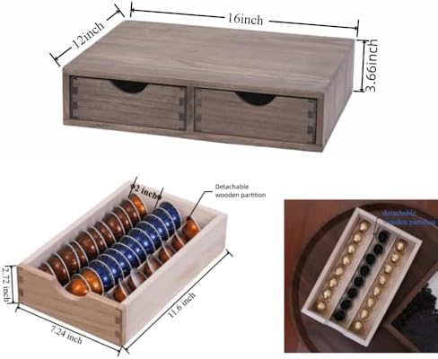 DDYURI Coffee Pods Storage Drawer Holder CF1D2C Dark Brown