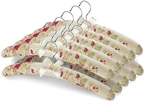 16 Inch Satin Padded Hangers Pack of 10, No Bump Floral Coat Hanger