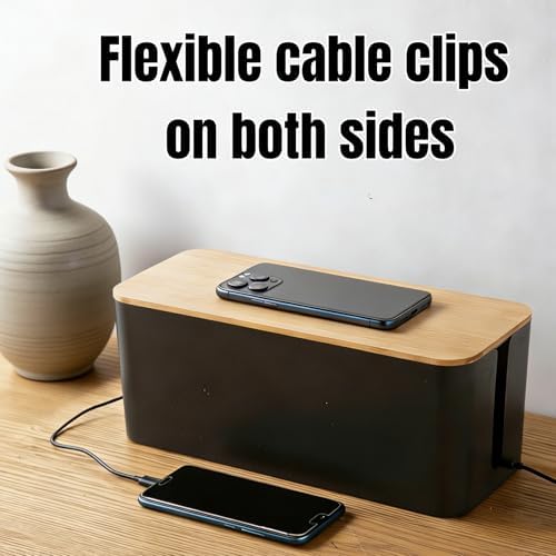 1 Large + 1 Small Cable Management Box Set – 2-Piece Cord Organizer Box, Home Office Desk Wire Storage & Cable Managemen