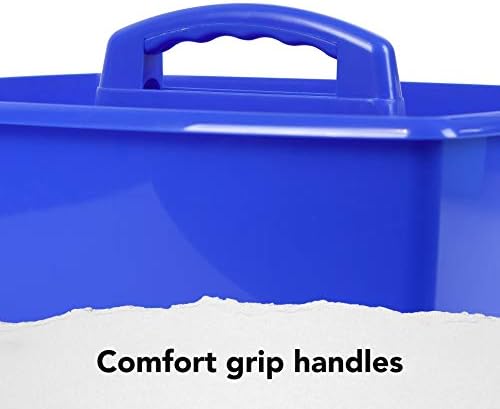 Storex 2-Compartment Large Craft Caddy – Multipurpose Classroom Organizer with Handle, Assorted Colors, 6-Pack (00948A06C)