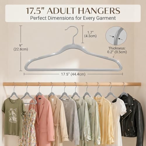 SMARTOR Plastic Hangers 200 Pack - Thin Hangers for Space Saving - Gray