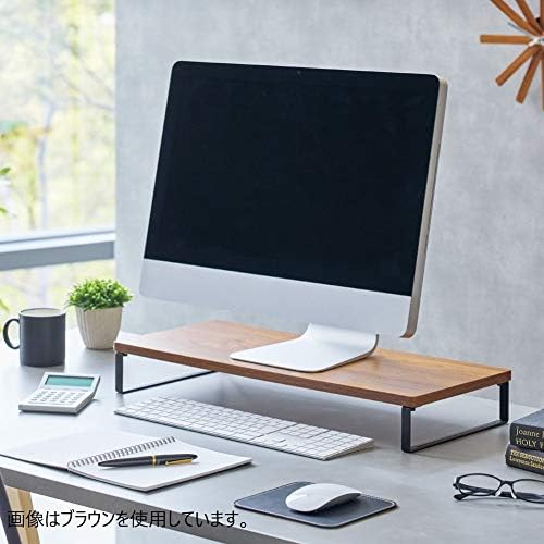 Lihit Lab A8001-35 Computer Stand, Monitor Stand, Wood Grain MDF, Standard, Natural, Width 23.2 x Depth 9.8 x Height 3.1