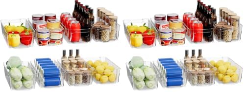 incostar Clear Fridge Organizer, Refrigerator Organizer Bins with Handle, Freezer, Kitchen Cabinet, Pantry Organization,