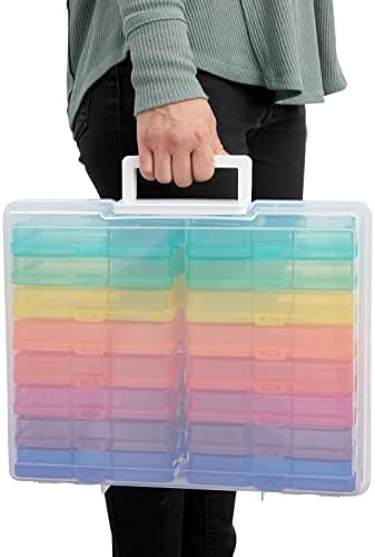 Bright Creations Photo Storage & Organizer Boxes - 4x6, Transparent & Multicolor, 17-Piece Plastic Set with Lockable Han
