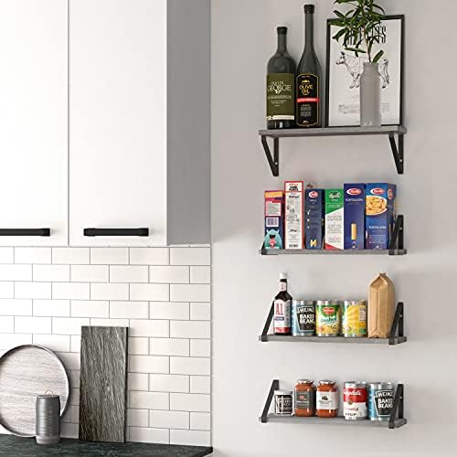 Wallniture Ponza 17'' x 4.5'' Floating Wall Shelf Bathroom, Small Wood Book Shelves for Wall Storage, Wall Mounted Shelf