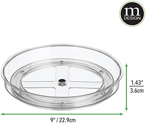 mDesign Lazy Susan Turntable Plastic Spinner for Kitchen/Bathroom, Pantry, Fridge, Cupboards, or Counter Organizing, Ful