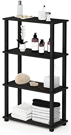 Furinno TURN-S-TUBE Storage Shelves, 4-Tier Book Shelf, Corner Shelf, Toolless Open Shelves, for Organization and Storag