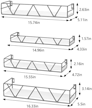 Floating Shelves Set of 4, Wood Wall Shelf, Farmhouse Shelf for Bedroom