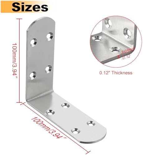 Alise 4 Pcs L Brackets 3.94X3.94 in, Corner Brackets for Wood Furniture