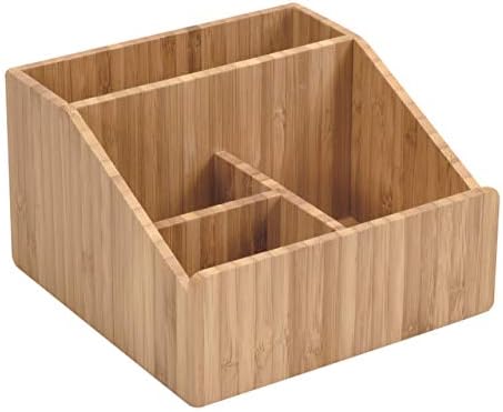MobileVision Bamboo Makeup Organizer Cosmetics Caddy Holder for Lipsticks, Nail Polish, Palettes, Concealer, Brushes, Pe