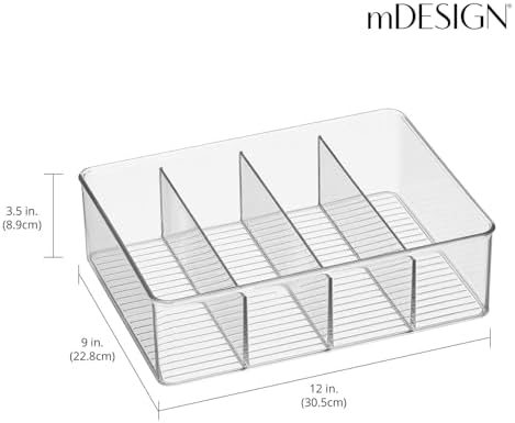 mDesign Plastic Stackable Tea Bag Storage Organizer Bin with 4 Divided Compartments - Holder for Kitchen Cabinet, Pantry