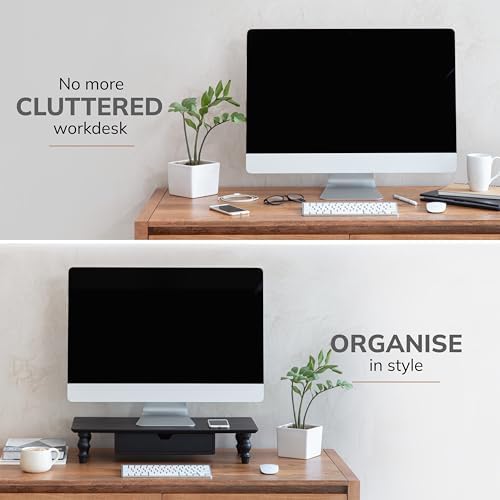 Anji Mountain Monitor Stand for Desk - Desktop Organizer & Laptop Riser, Ergonomic Monitor Riser, Space-Saving, Durable,