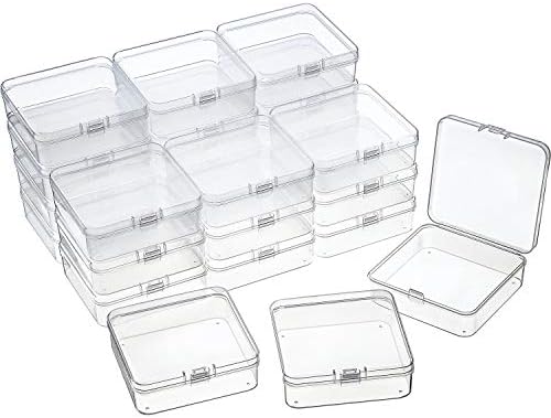 SATINIOR 24 Pcs Small Clear Plastic Container Box, 2.9 x 2.9 x 1 in