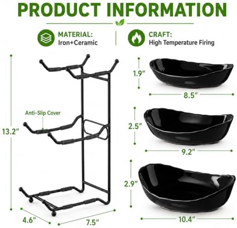 HBlife 3 Tier Fruit Bowl, Ceramic Fruit Basket for Kitchen Counter
