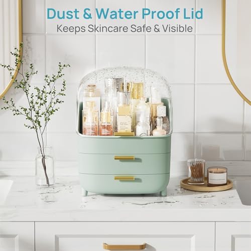 Vtopmart 3-Tier Skincare Makeup Organizer with Lid, Green
