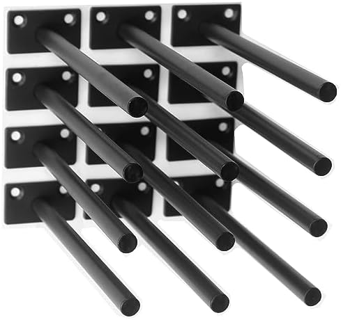 12 Pcs 8" Black Solid Steel Floating Shelf Bracket Blind Shelf Supports - Hidden Brackets for Floating Wood Shelves - Co