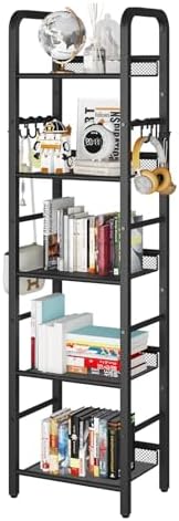 YMYNY 5 Tier Bookshelf, Freestanding Bookcase for Living Room, Bedroom, Home Office, Multi-Functional Storage Rack Organ