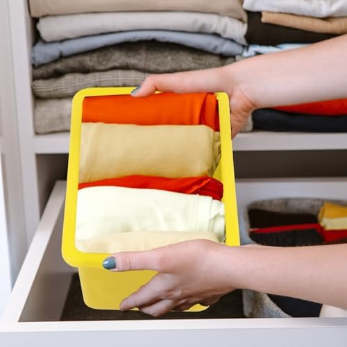 Coobbar Plastic storage bins with lids, 6 Pack Stackable storage containers,5 Qt Clear storage organizer Small cubby sto