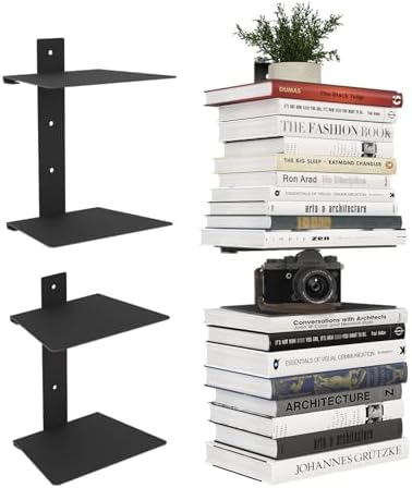 Wawocs Invisible Bookshelves for Wall, 8 Tier Floating Bookshelf Made of Heavy Duty Metal, Vertical Spine Book Tower Han