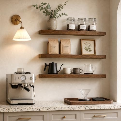 Floating Shelves 30 Inch, Wall Mounted Wood Shelf Set of 3, 8" Deep Shelf