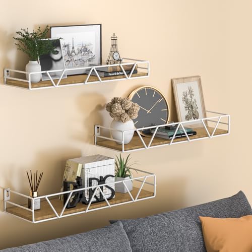 Floating Shelves Set of 3, Wood Wall Shelf, Farmhouse Shelf for Bedroom
