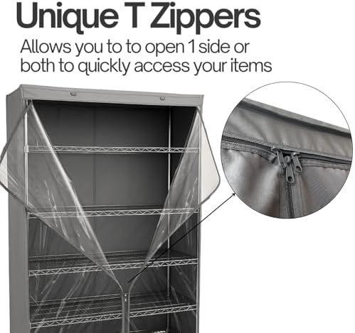 Formosa Covers Clear Front Wire Rack Shelf Cover 48"Wx18"Dx72"H Grey Fabric