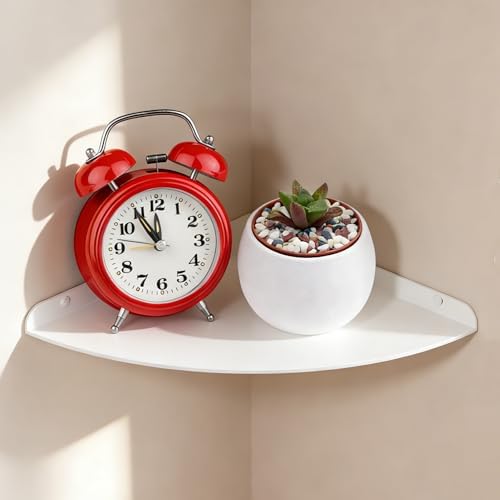 Small Wall Mounted Floating Corner Shelves 7 inch Metal Shelf Corner Shelf for Wall Storage, for Speaker, Cable Box (Whi