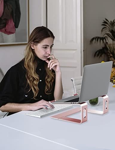 ALASHI Ergonomic Laptop Stand, Aluminum Desk Riser, 10-15.6", Pink