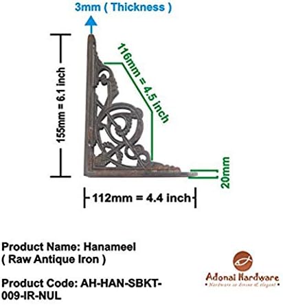 Adonai Hardware Maasiai Decorative Shelf Bracket (Supplied as 2 Pieces per Pack) - Distressed Silicon Bronze Medium Pati