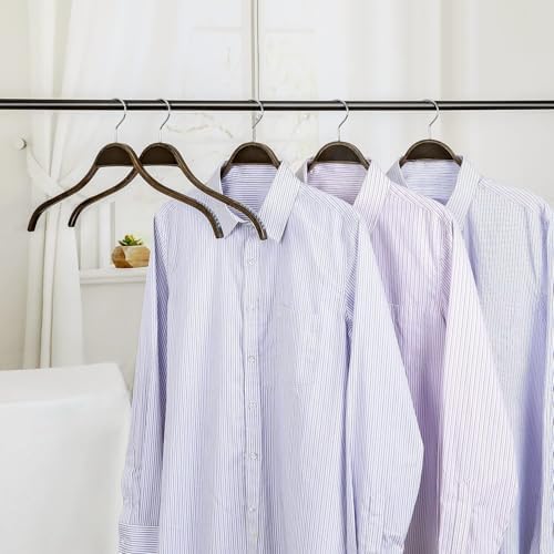 TOPIA HANGER Slim Wooden Hangers with Extra Soft Non-Slip Rubber Grips, 30-Pack High-Grade Fashion Hanger No Shoulder Bump for Sweater, Camisole, Jacket, Dress, Coat (Antique)-CT15A30