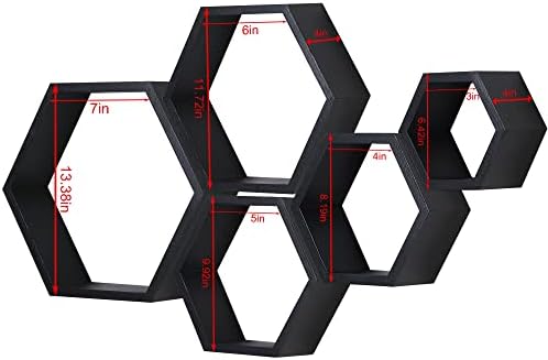 Hexagon Shelves,Floating Wall Shelf,Honeycomb Octagon Cube Shelves Wood