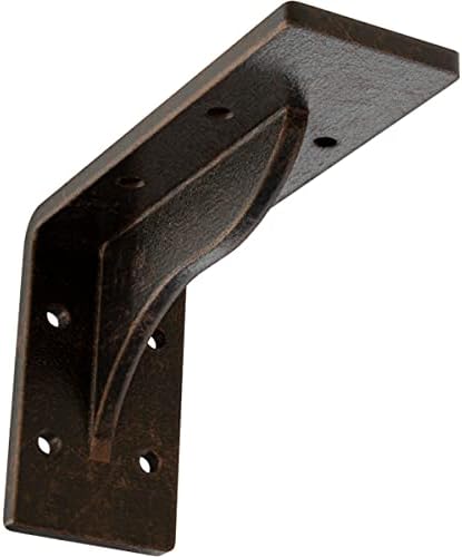 Ekena Millwork BKTM02X06X03EBABZ Steel Bracket Embrey, 2" W x 6" D x 3 3/4" H, Antiqued Bronze