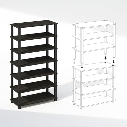 Furinno Turn-N-Tube Storage Shelves Set of 2, 4-Tier Stackable Standing Shelf, Open Corner Shelf, for Organization and S