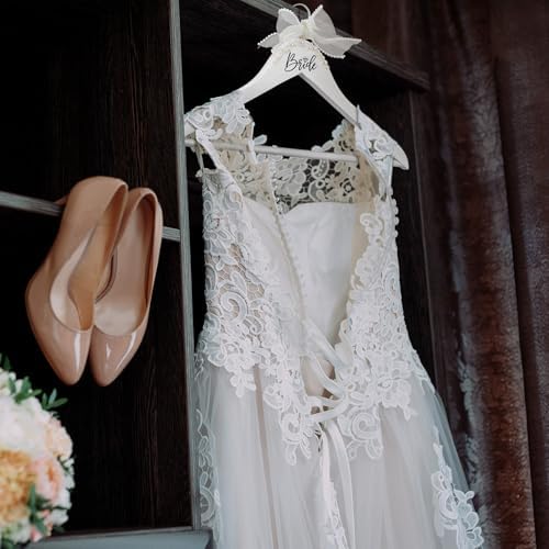 Yuntau Bride Hanger for Wedding Dress Wooden Mrs Hanger, White, Bride