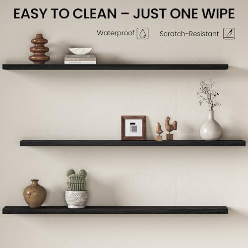 Fun Memories Floating Shelves for Wall 67 Inch, Set of 2 – Wall-Mounted Storage & Display Shelf with Invisible Bracket, 