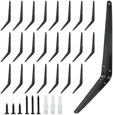 Lilaly 24 Pack Shelf Brackets 12 Inch Shelf Bracket, Heavy Duty L Brackets for Shelves for Hanging Floating Shelves Brac