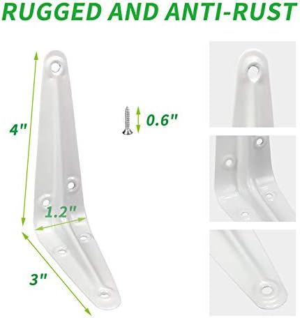 Shelf Brackets 4 Inch Heavy Duty White L Bracket for Shelves