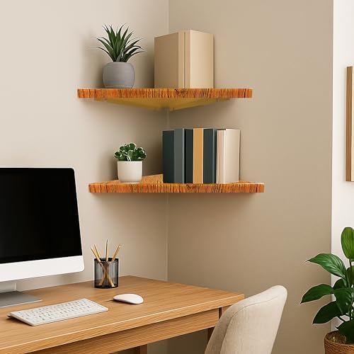 evron Corner Shelf Wall Mount, Acrylic Corner Shelves for Bathroom & Kitchen, Living Room, Space-Saving Wall Mounted Cor