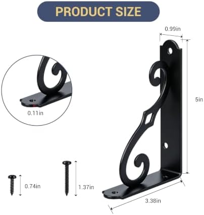 HOME MASTER HARDWARE Decorative Shelf Brackets, 5x3.5 inch, Black, 10 Pack