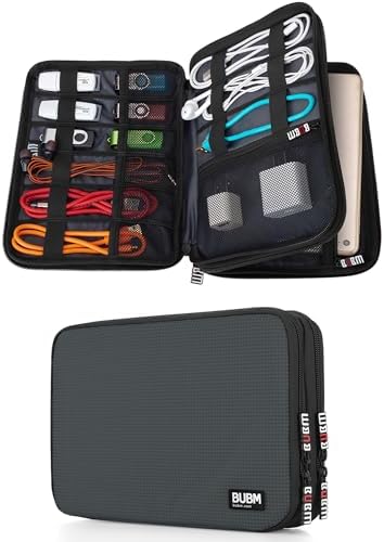 BUBM Double Layer Electronic Accessories Organizer, Travel Gear Bag for Cables, USB Flash Drive, Plug and More, Perfect 