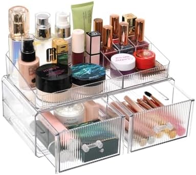 ZHIAI stackable storage drawer, cosmetic acrylic storage box, cosmetics and beauty product storage organizer, suitable f