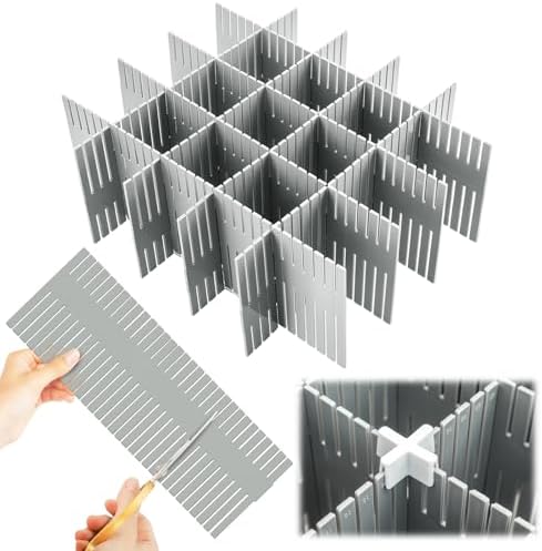 Blosssound 15 Pcs 5.12 Tall Drawer Divider, Adjustable Organizer, Grey