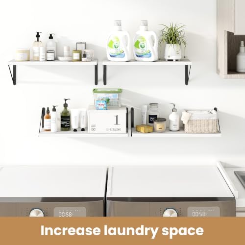 Heimlove Floating Book Shelves for Wall,23.6 Inches Wall Bookshelf Mounted Display&Storage Wood Shelves for Kitchen Bath