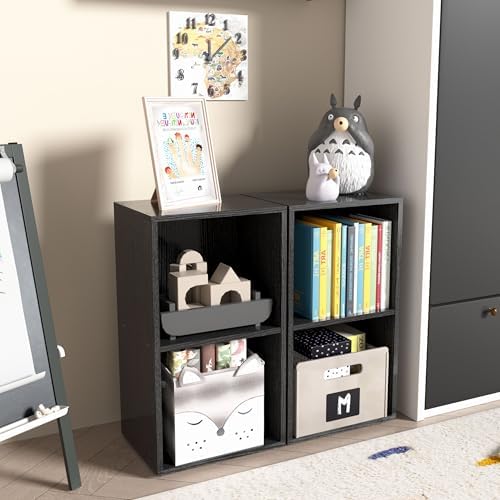 Wooden 2 Cube Storage Organizer, 2 Tier Storage Cubes Storage Display Cubby, Versatile Cubes Shelf and Cubby Organizer f