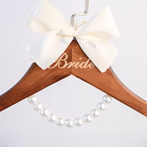 Wedding Dress Hanger for Bride, Wooden Hanger with Pearls and Bow